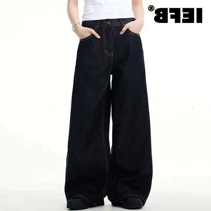 Jeans IEFB Men's Simple Men's Denim Pants Vintage Washing Wide Leg Loose Jeans Casual Straight American Style Male Trousers New 2026 9W190