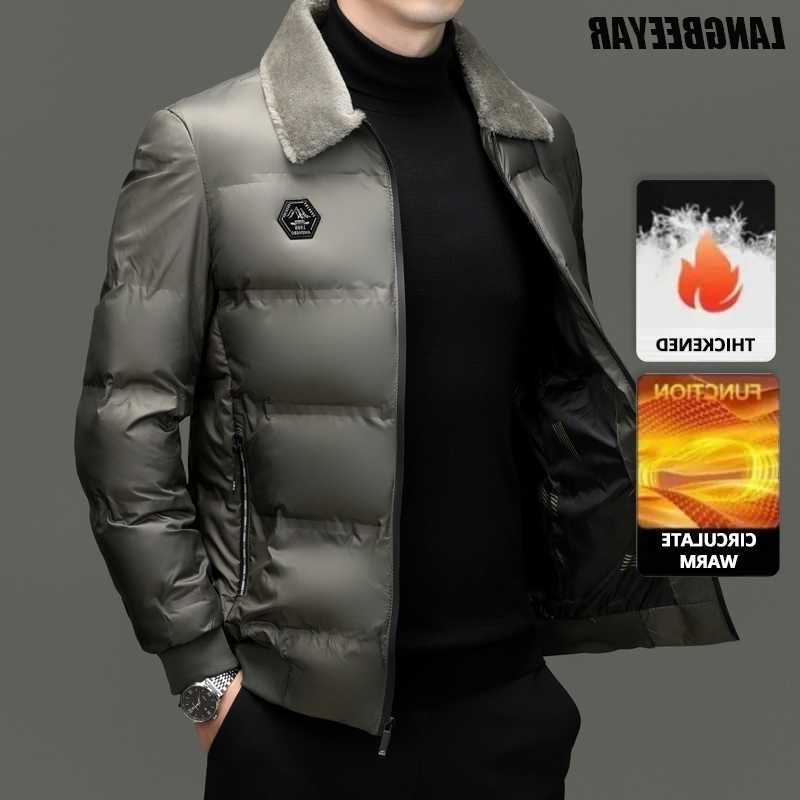 Grade Men's Down Parkas Top Middle-aged Men Bubble Puffer Windbreaker Coat Parka Jacket Winter Plus Velvet Thickened Short Outerwear C260922