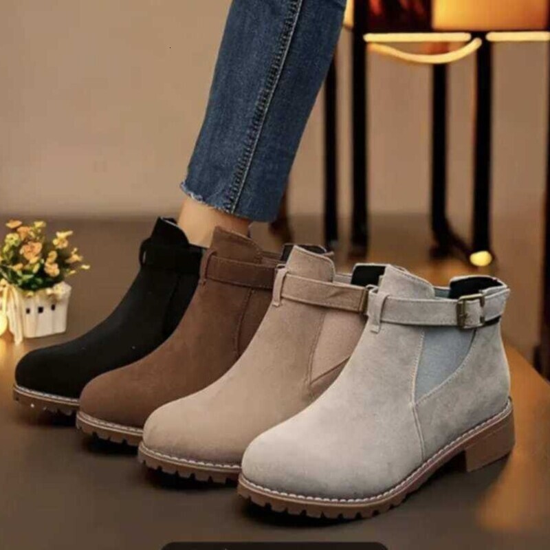 Niche Design Plus Size Women's Chelsea Boots Light ashoesfactory Luxury Suede Elastic Cuff Short ashoesfactory Boots for Autumn Winter 2026