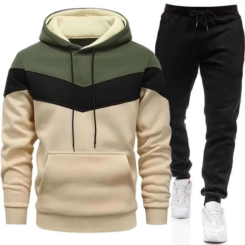 Autumn Winter Men's Tracksuit Casual Tricolor Splice Hoodies Sweatshirts Outdoor Sports Jogging Clothing 2026 Warm Sportswear S260922E7IG