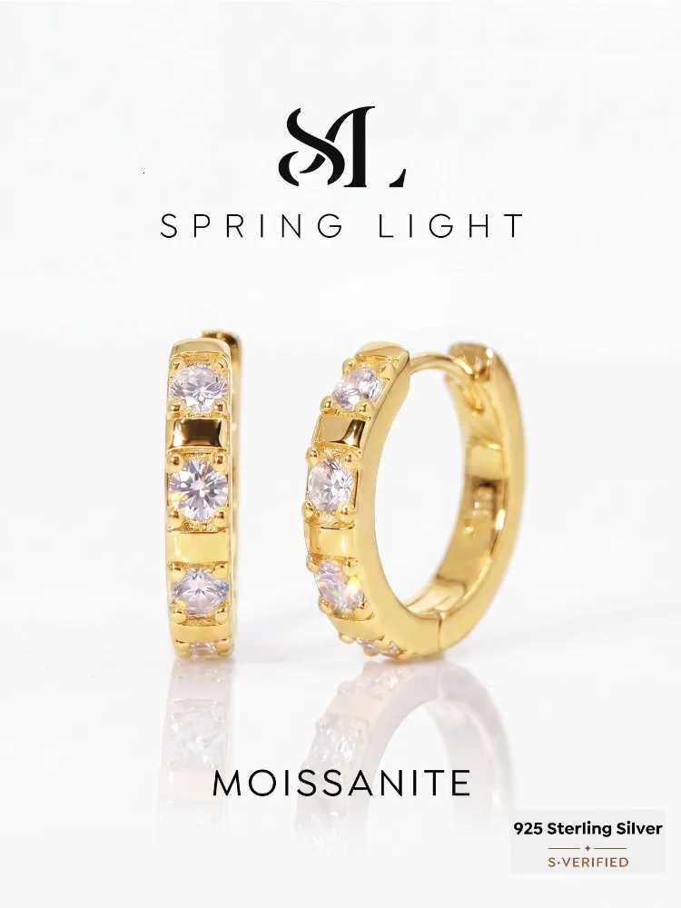 Stud Real Moissan Diamond Round Sparkling Starfall Hoop Earrings Suitable for Women's Daily Wear 925 Silver High Quality Fine Jewelry X260921