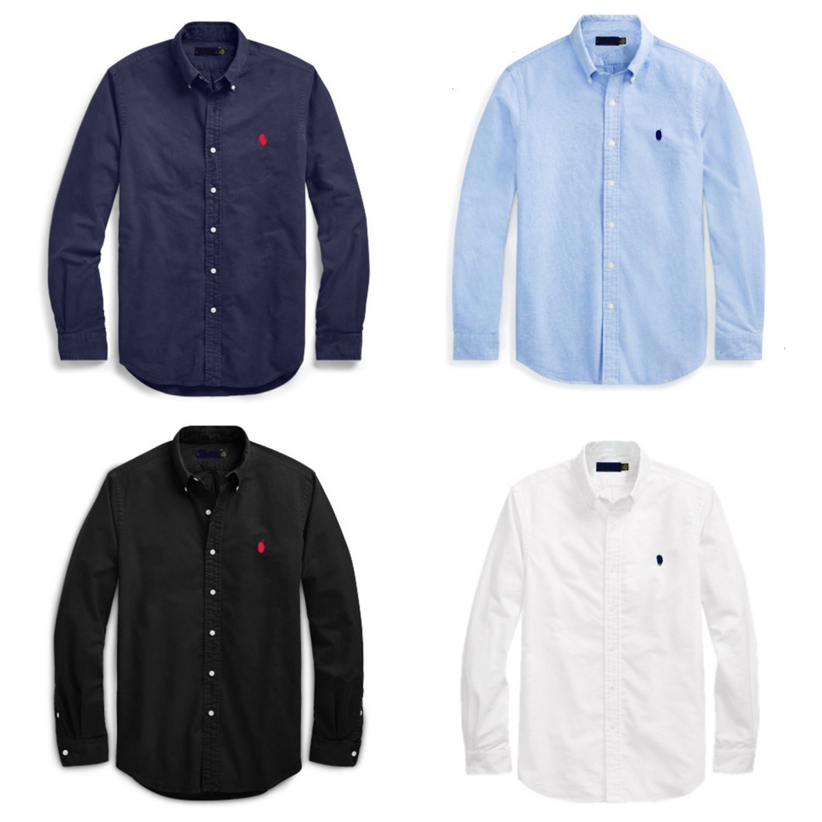Cross-border foreign trade Paul classic pony logo embroidered Oxford fabric solid color men's pure cotton long-sleeve shirt jacket top a2