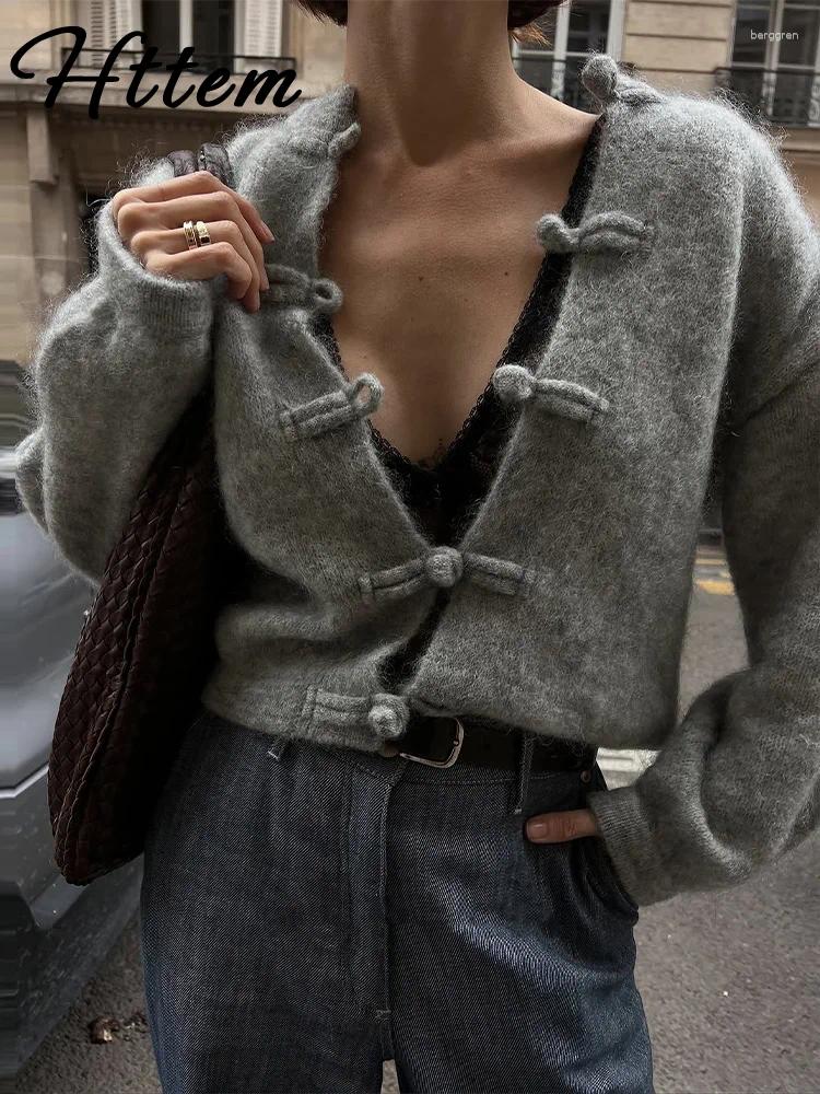Elegant Knit Grey Women Cardigan Fashion Long Sleeve Button O-neck Female Knitwear 2026 Autumn Winter Lady Sweater