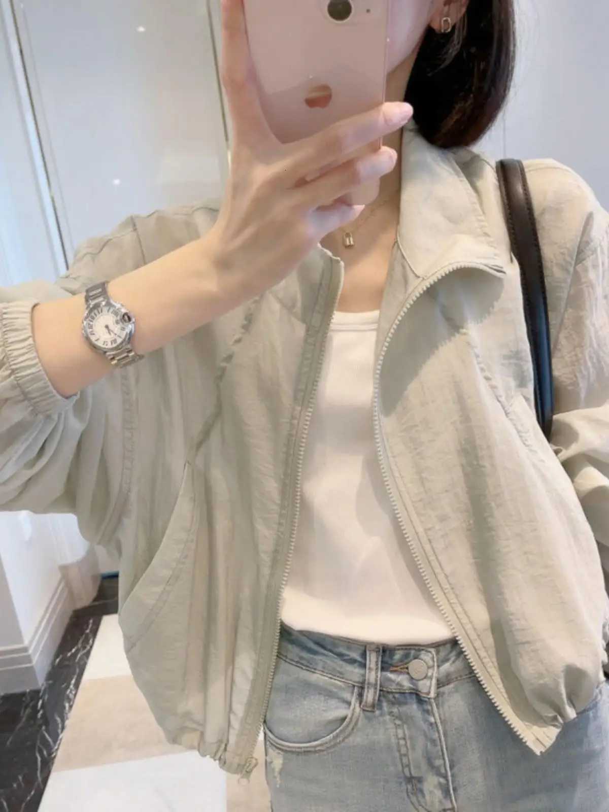 Women's Jackets Laid-back Style Short Casual Lightweight Breathable Summer Sun Protection Coat Women's Fashionable Thin Outerwear C260921