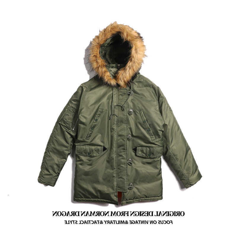 Military Men's N3B Down Parkas Jacket Plus Size Fur Hood Long Waterproof Pilot Windproof Air Force Winter Parka Thick Men Outwear Coat USA Size