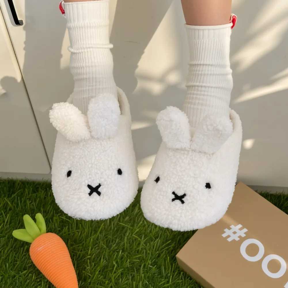 Miffy Winter Comfort Warm Cartoon Cute Anti Slip Slippers Kaii Plush Cotton Slippers for Women Gift Toy T260922