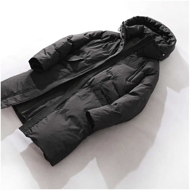 Men Men's 2024 Down Parkas Winter New Fashion White Down Jackets Men's Korean Long Solid Color Coats Male Thick Warm Down Overcoats P222 C