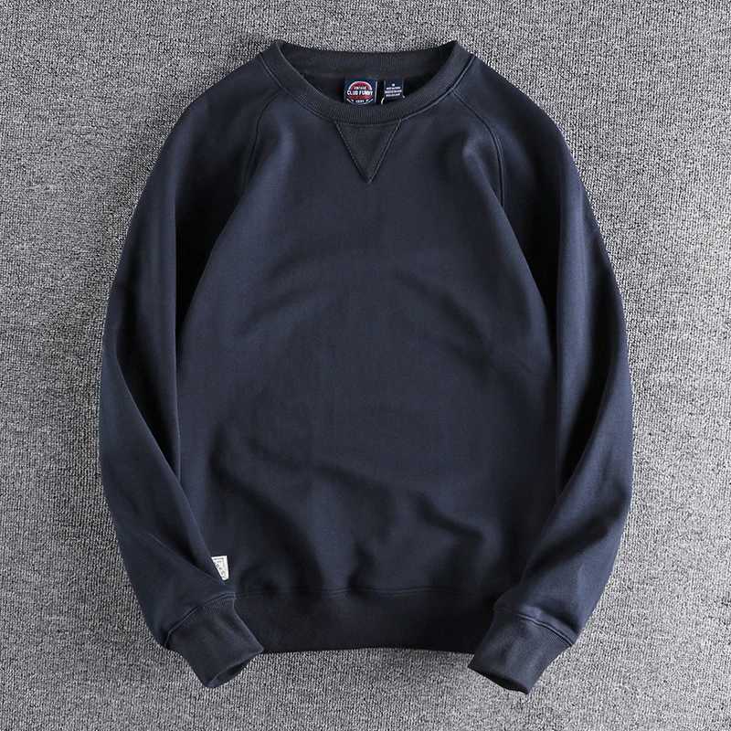1561# Spring Autumn New 360g American Retro Solid Color Sweatshirts Men's Simple 100% Cotton Washed Pullover Casual Sportwear S260922O75E