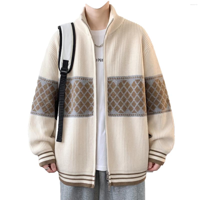 Trendy Men's Cardigan Autumn Winter Ethnic Style Knit Zipper Sweater Commute Urban Fashion Casual Streetwear Coat Jacket Top