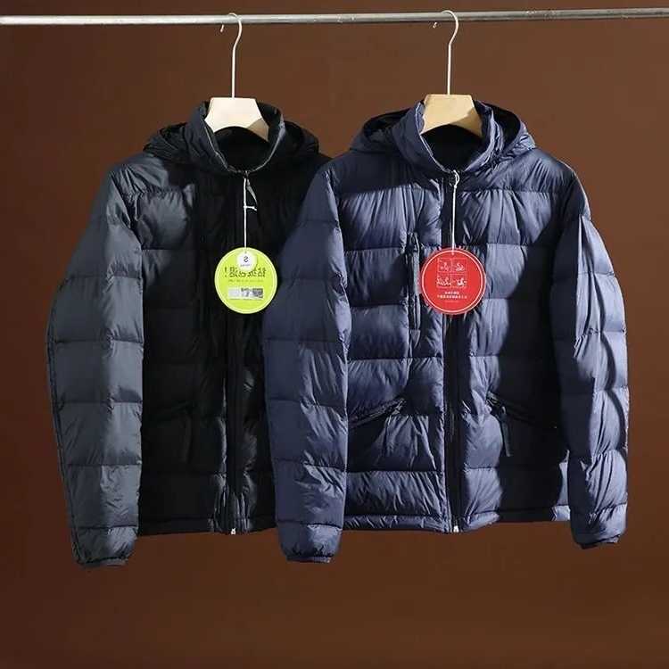 Down Parkas Men's down Men's Jacket Packable Windproof Goose down Top Body Casual Winter Coat Hat Inner Feather Padded Regular Length Styl