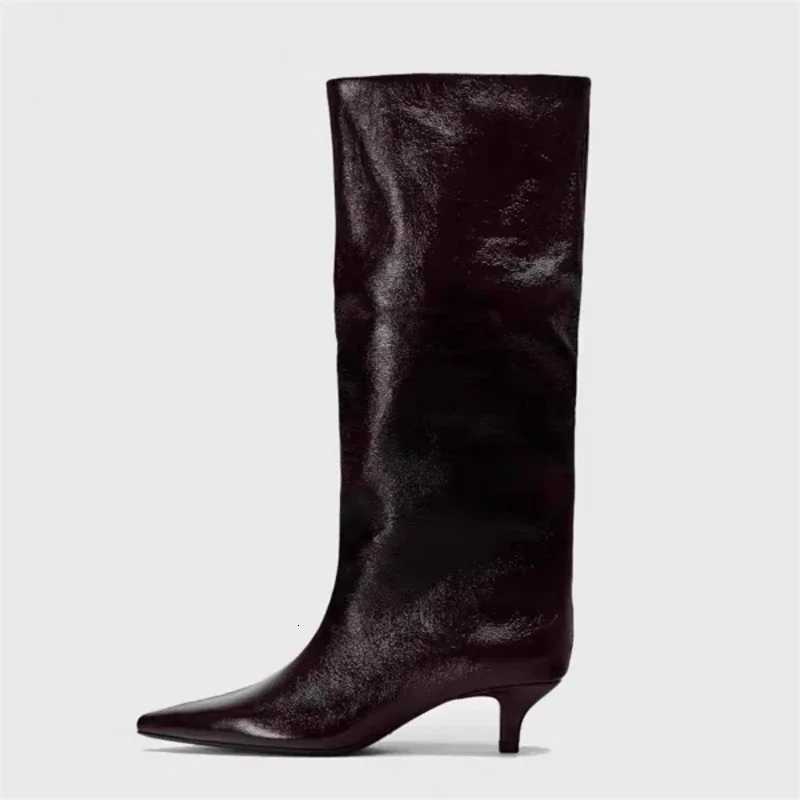 Designer Winter Autumn Boots Eilyken Sexy Thin Low Heels Women Knee-High Boots Pointed Toe Casual Party Shoes Long Botas Mujer J260922