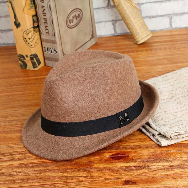 Hats Wide Brim Hats Bucket Men's Winter Thick Warm Wool Felt Fedora Hat Gentleman Jazz Cap Homburg Male Classical Narrow Brim Top Hat for Gentl