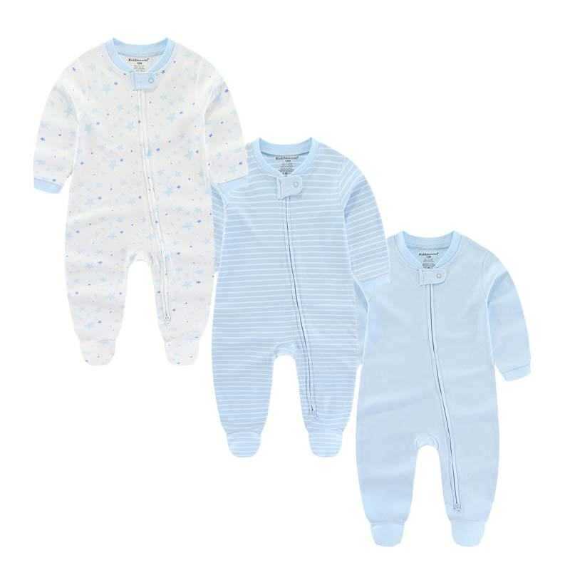Newborn Autumn and Winter LongSleeve Footed Romper Pure Cotton Crawling Suit DoubleZipper Jumpsuit Children's Clothing ThreePiece Set Q260919