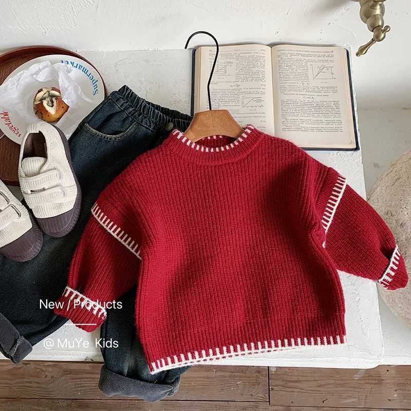 Sweater and Autumn Pullover Winter Children's Clothing Children's New Year's Clothing Boys' Korean Version Thick and Warm Knitte