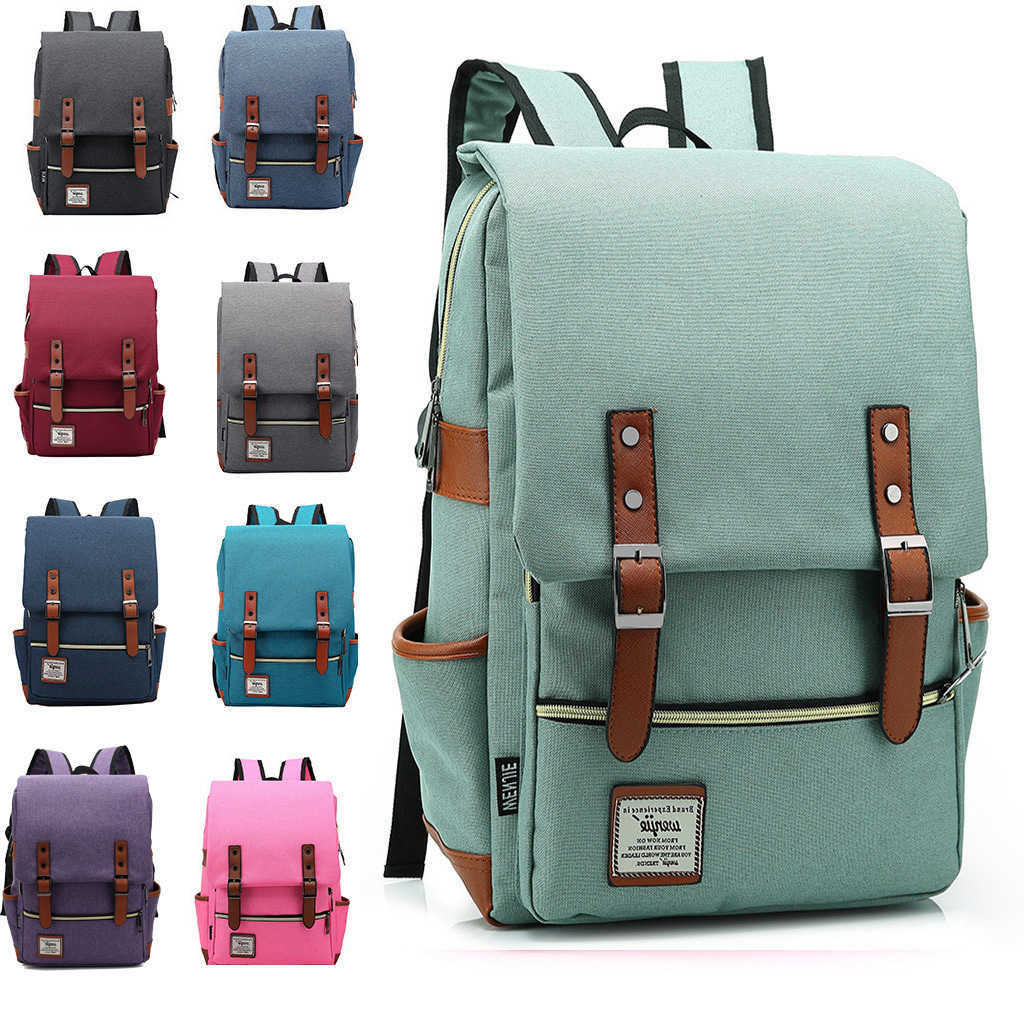 16 Vintage Backpack Inch Style Laptop Backpack Women Canvas Bags Men Canvas Travel Leisure Backpacks Casual Bag School Bags For Teenagers H260922