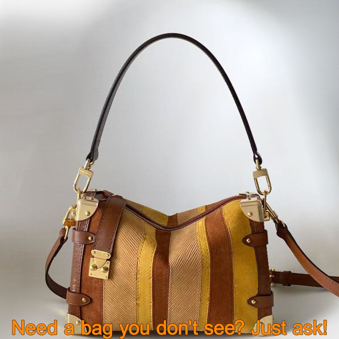 12A Definite Mirror Quality Designer Side Trunk Bags Luxury Handbag for Women 23.5cm Box Bag Suede Leather Shoulder Bags Brown Crossbody Purse with