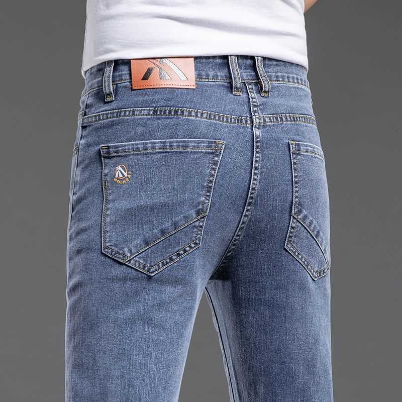 2026 Jeans da uomo Jeans regular fit da uomo Pantaloni in denim lavato con lyocell in cotone elastico morbido Moda Pantaloni dritti da lavoro blu gr