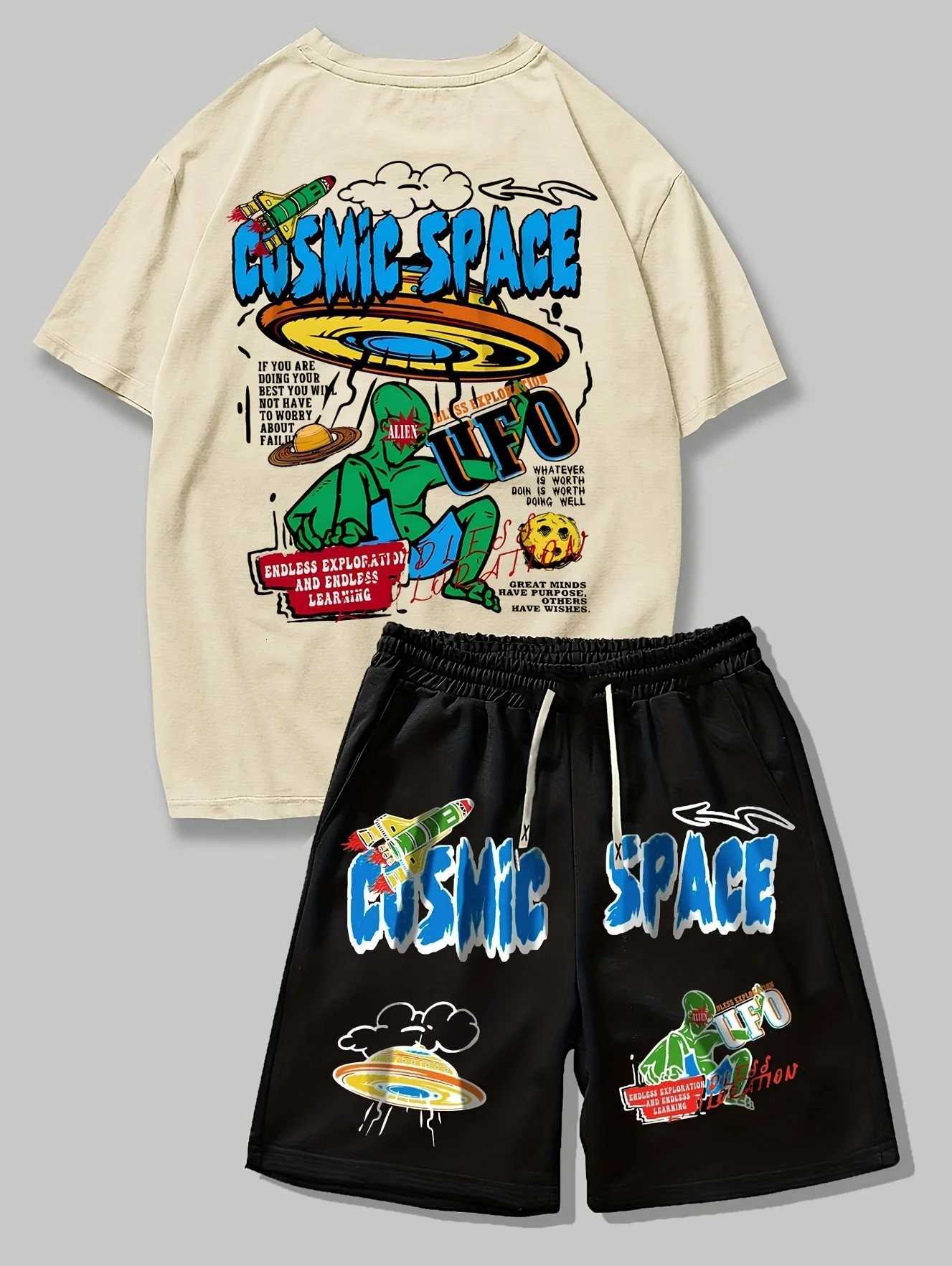 Tracksuits 2026 Summer Men's New Style Men's Short-Sleeved Shorts with Letter Print Breathable and Lightweight Streetwear for Males J26092