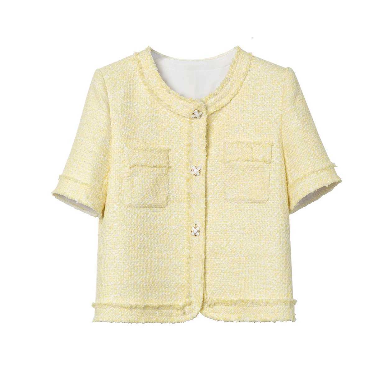 Women's Jackets New Fashionable Elegant Temperament Ladies Round Collar Fringe Embellishment Little Fragrance Tweed Thin Short Blouse C260921