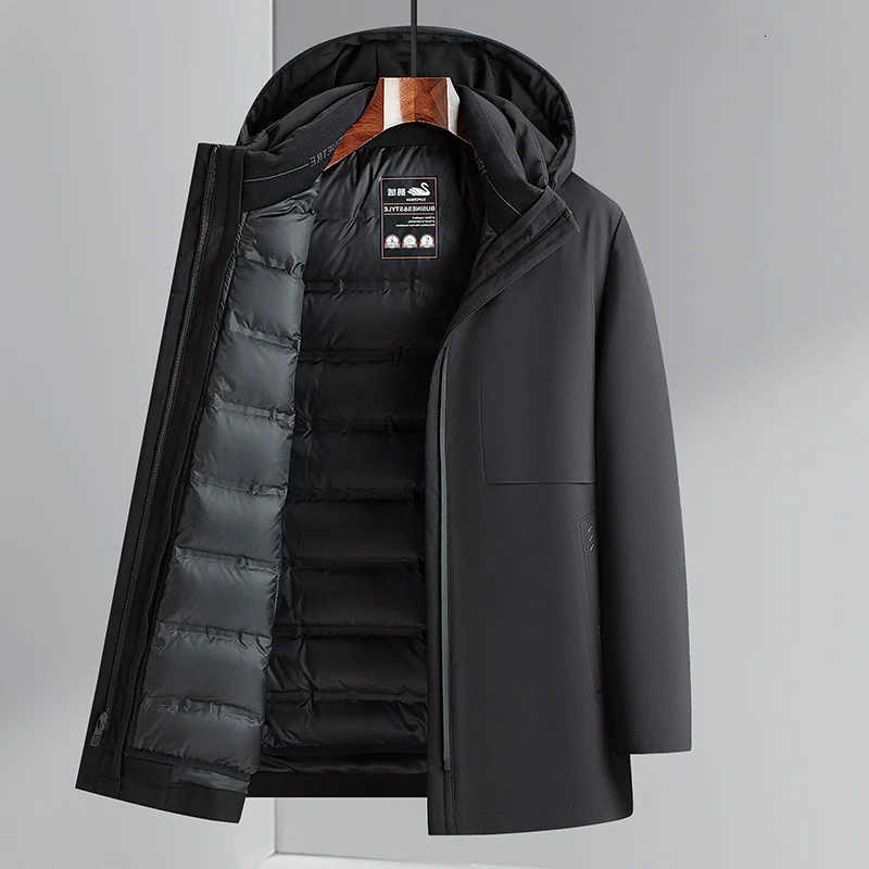Inner Men's Down Parkas Detachable Lining Goose Down Jacket Men Warm Loose Fluffy Padding Thick Parka Coat Male Puffer Jacket Man Winter Clothe
