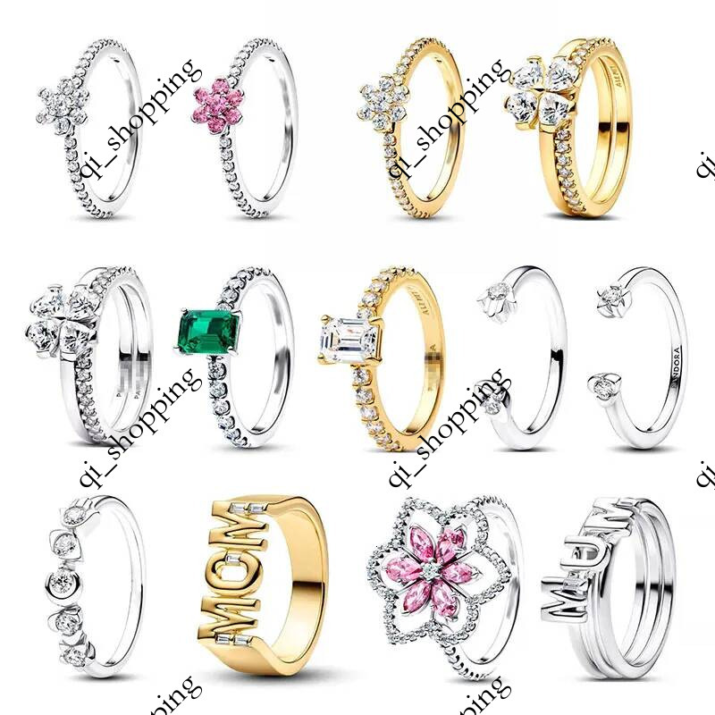 2026 newest cute pink crystal flower designer ring for women girls clover simple love mum rings jewelry 18k gold silver colors birthday day gift