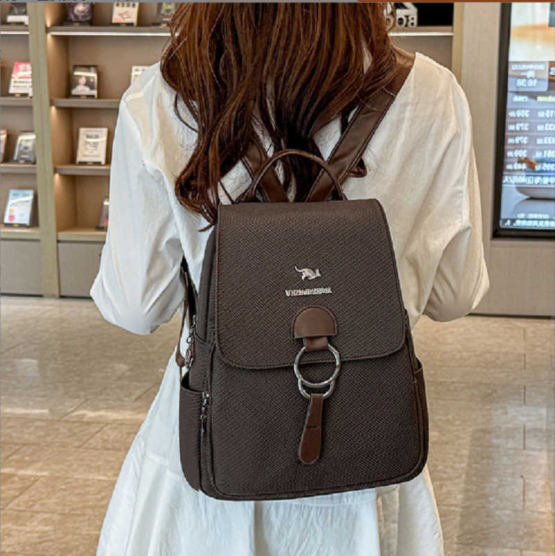 Fashion Backpack Korean Style New Large Capacity High Quality Leather Travel Backpacks Women's Casual Shoulder Bags Totes School Bag Backpack H
