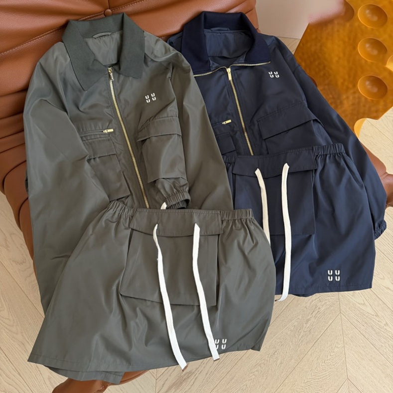Women Blouson Jacket Lapel Neck Zip Up Loose Cargo Pockets Sporty Commute Outerwear Autumn Outdoor Pilot Windproof Unisex Jackets
