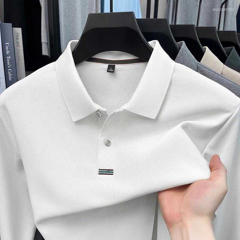 Cotton High-End Men's Polo Shirt Spring And Autumn Long-Sleeve T-Shirt With Turn-Down Collar Loose Casual Top