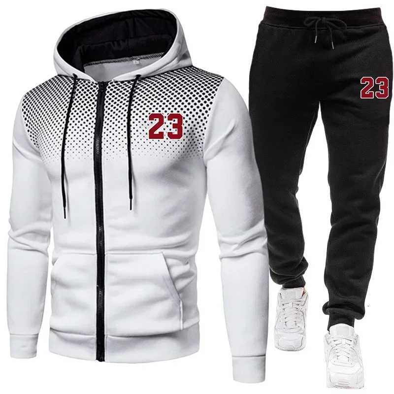 Sale Men's Tracksuits Hot Men's Tracksuit Zip-up Jacket Black Sweatpants Fall Winter Daily Casual Sporty Sweatshirt Outfit Male Training S