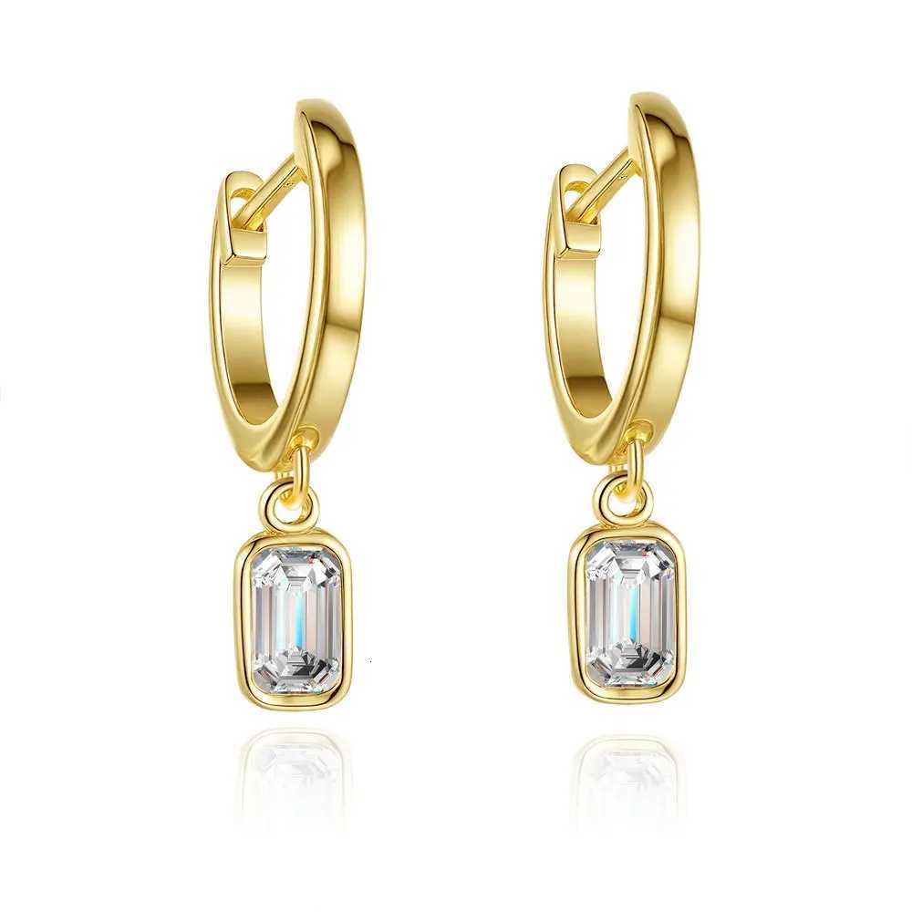 Stud Luxury 100% Real 18k Gold Women's rectangular moissanite diamond stud earrings X260921