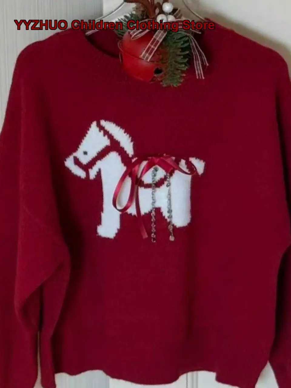 Year Pullover New Girls Christmas Red Pullover Sweater Solid Color Warm Stylish Knit Top Little Kids C260921