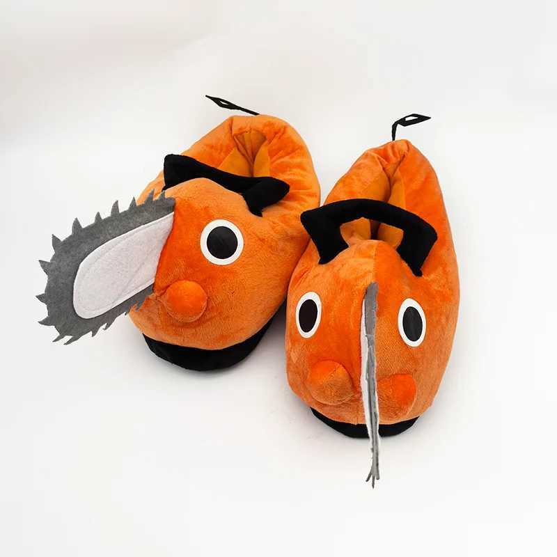New Fashion Anime Cute Plush Shoes Orange Dog Indoor House Stuffed Slippers Halloween Women Men Cotton Shoes Winter Soft Shoes T260922