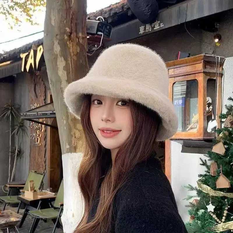 Bucket Winter Faux Hat for Fur Women Girls Fuzzy Soft Warm Hat Women's Furry Rave Fisherman Cap for Casual Trips Sports Skiing M260921