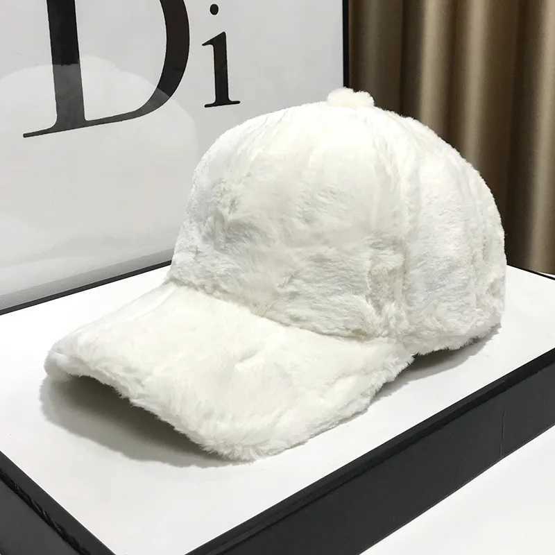Baseball for Solid Cap Color Furry Women 2025 New Model With Plush Cap Thickened Warm And Sun Shading Autumn And Winter Hat M260921