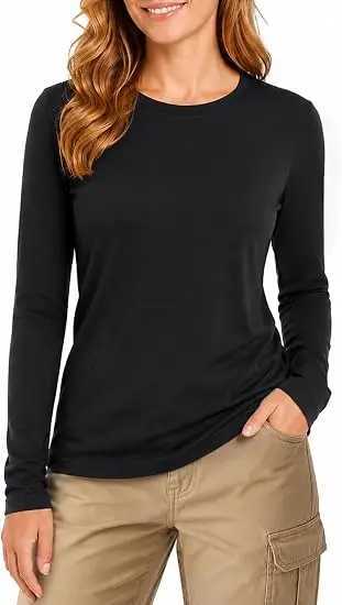 Thermal Underwear Women's 100% Merino Wool Base Layer Top Women Soft Basic Long Sleeve Thermal Shirts Casual Lightweight Comfortable Breathable