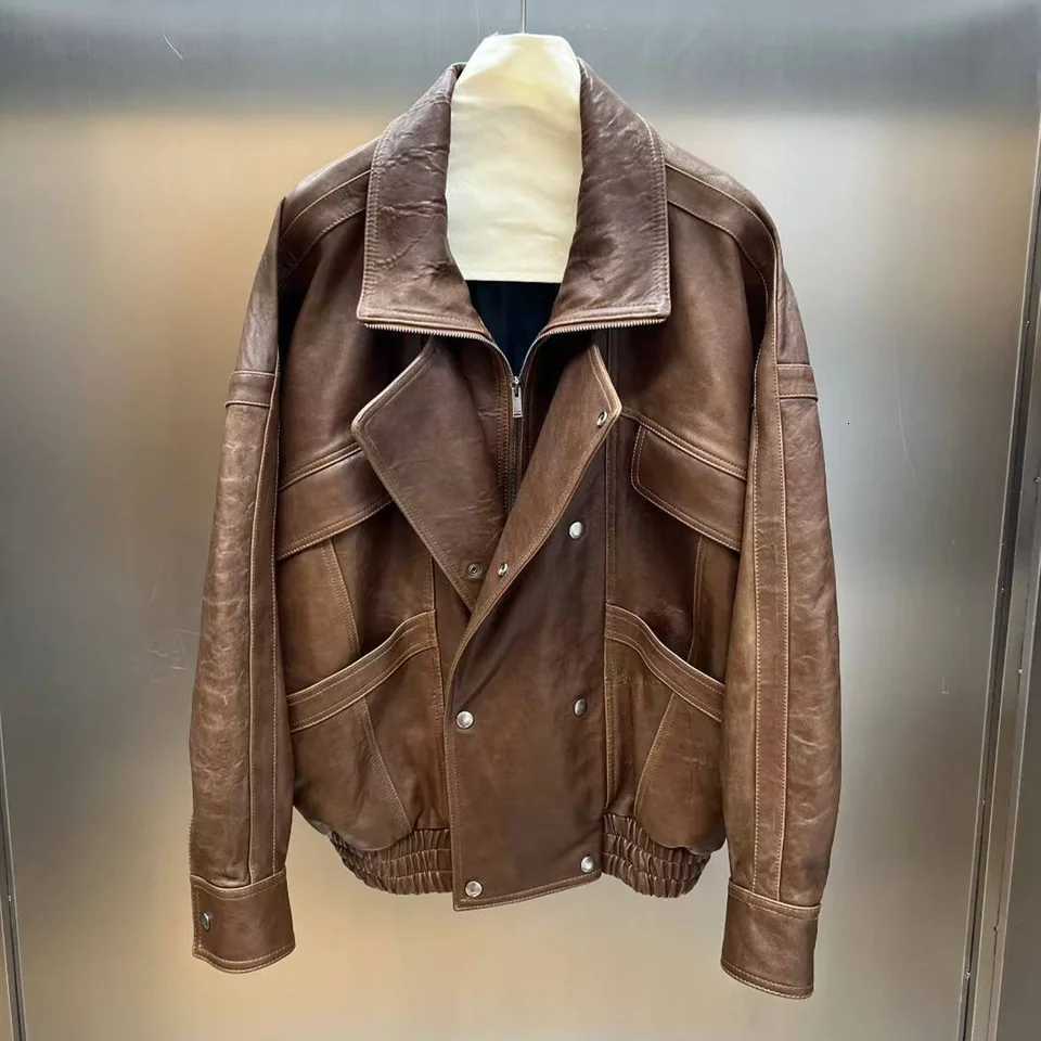 Leather Natural Lambskin Jacket for Women 100% Sheepskin Leather Coat Long Sleeves H723 C260921