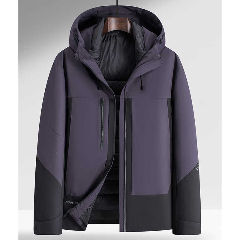 Down Parkas Casual Hooded Men's Outdoor Jackets Detachable 90% White Duck Down Liner 2025 Winter Men's Warm Puffer Coat Windproof Padded T