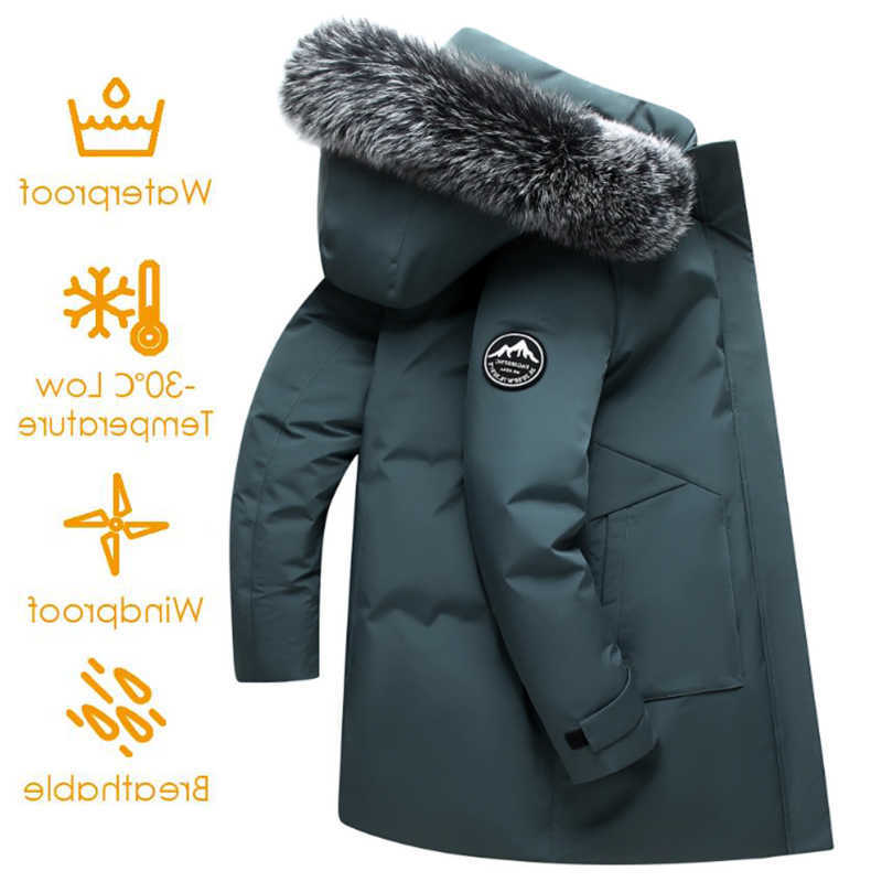 Winter Parkas Autumn Men's Down Men Windproof Down Jacket Coats Mens Warm White Duck Down Hooded Jacket Parkas Multi Pockets Overcoat Male LZLL