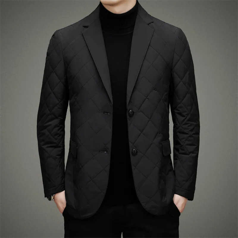 Suit Men's Down Parkas Down Men White Duck Down Business Mens Jacket Turn-down Collar Winter Coat Dress Suit Puffer Outwear Men's Clothing