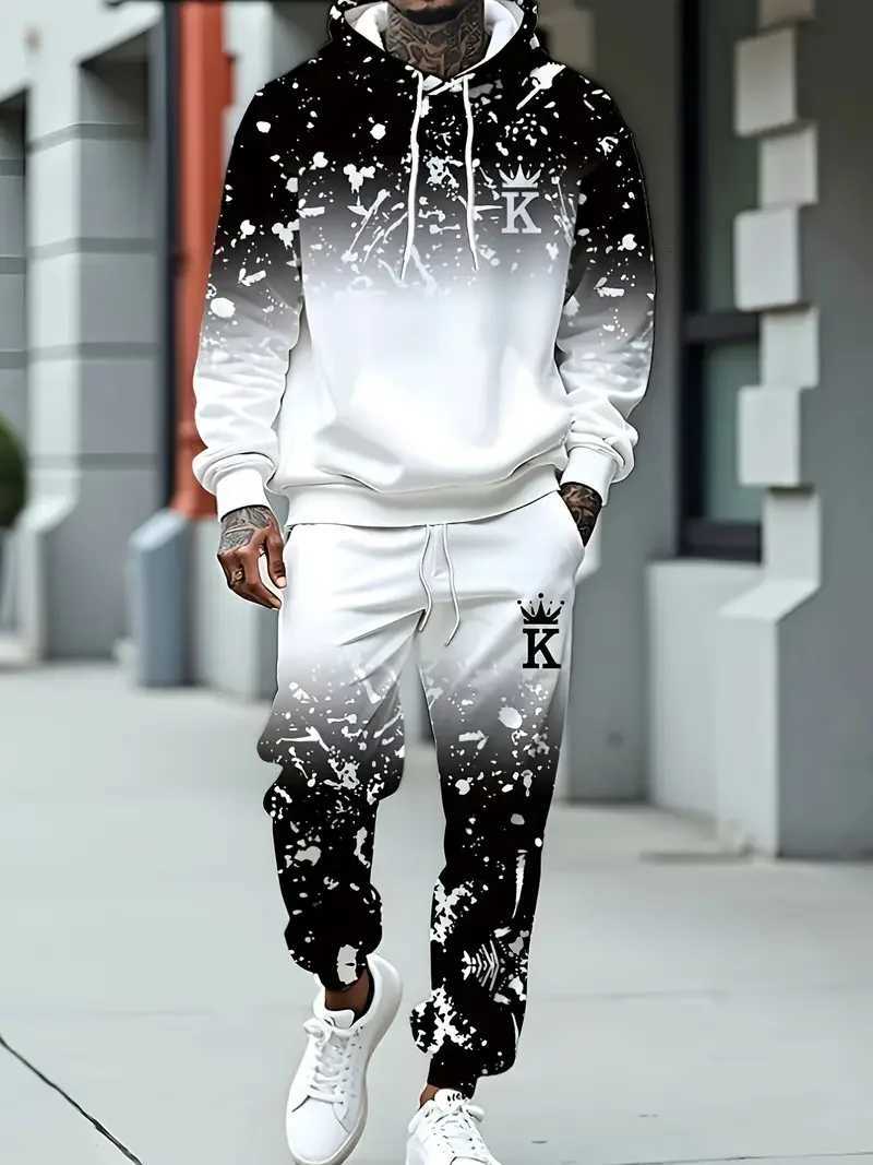 King Autumn Men's Tracksuits 3D Printed Hoodie Suit Men Sweatshirts Sweatpants Casual Fashion Two Piece Tracksuit Set Men's Clothing J2609