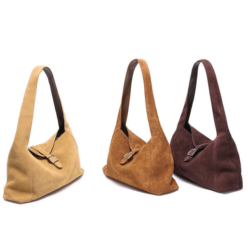 Winter Cross Body Women's New Natural Suede Leather Bags Female Soft Cowhide Durable Crossbody Shoulder Bag Ladies Fashion Commute Handbags H26