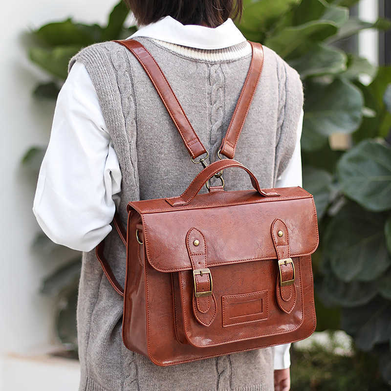 Women Backpack Style Korean Version Backpack 2026 New Multifunction Female Big Tote Bag PU Leather College Style Shoulder Bag Student Schoolbag H260