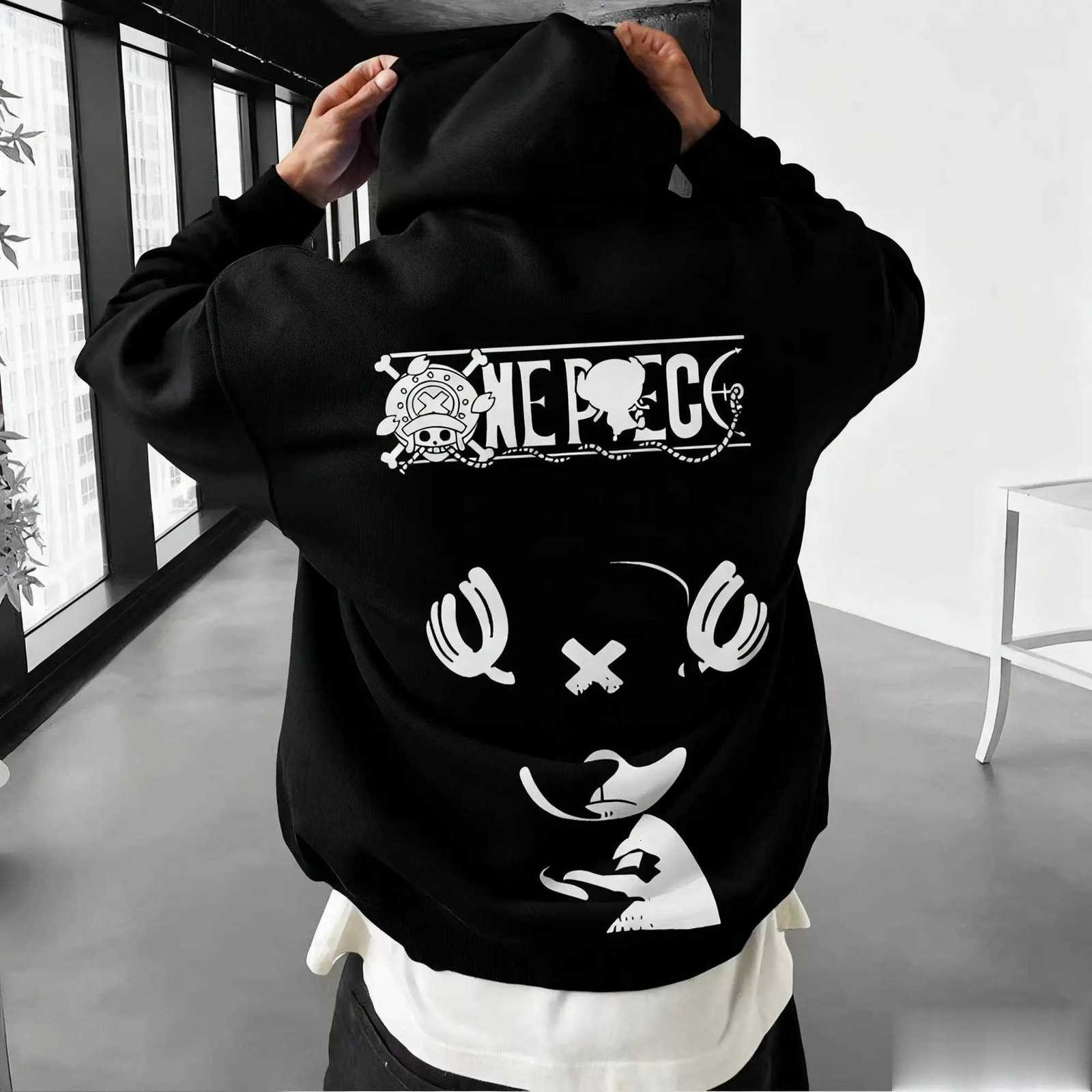 Men's Hoodies Sweatshirts 2026 New One Piece Anime Luffy Chopper Printed Hoodie Sweatshirt Men's and Women's Hoodie Men's Tops S
