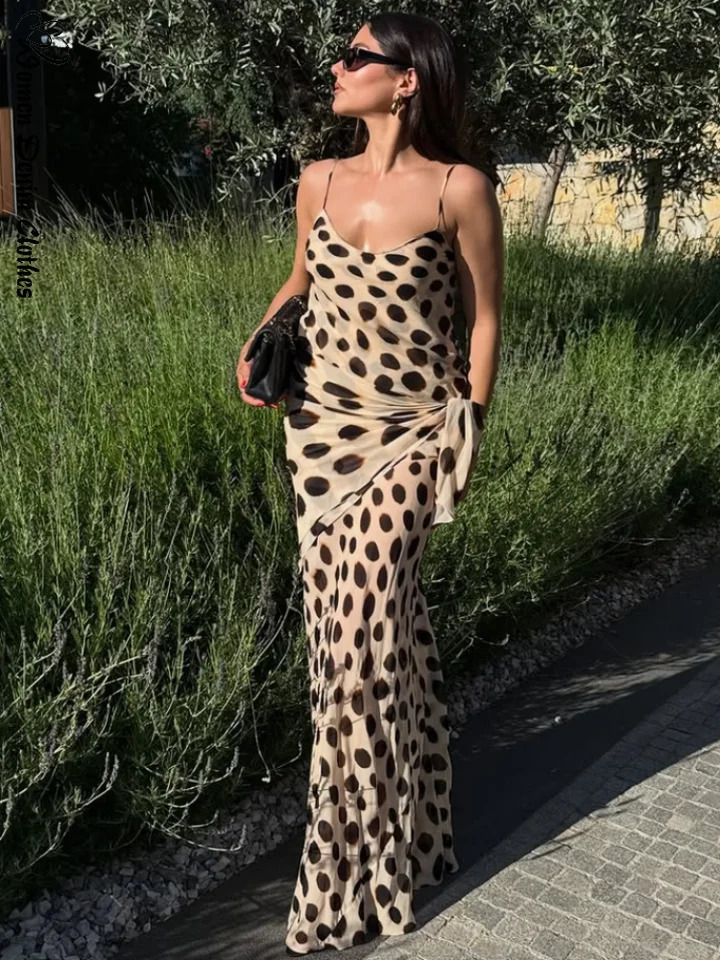 Chic Printed Womens Dress Sleeveless Slip Lady Long Dresses With Demountable Scarf 2026 Summer Chic Female Vacation Robe 260921
