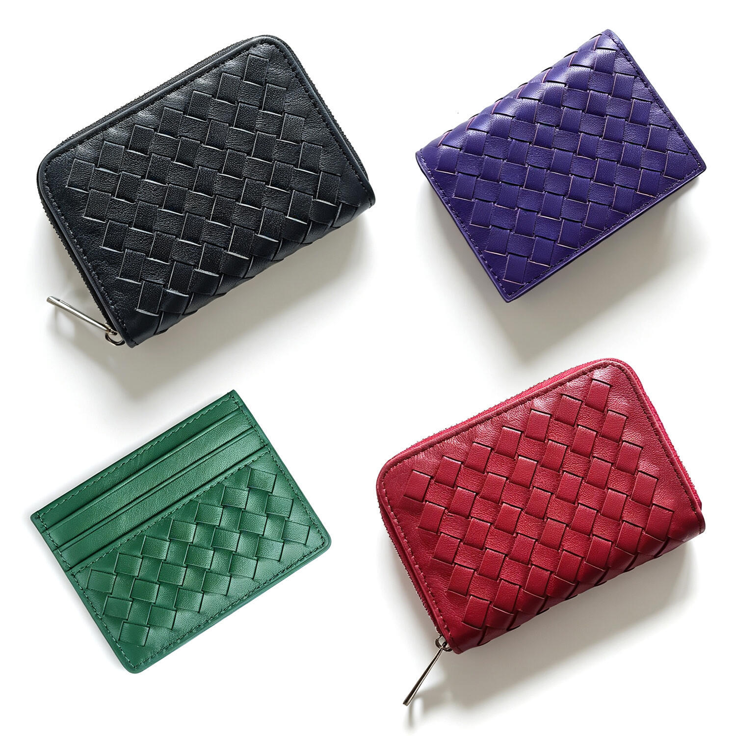10a Designer Coin Purse Card Holder men women Woven Mini Organizer Wallets Fashion travel Zipper Wallet green luxury Card Case Genuine Leather Credi