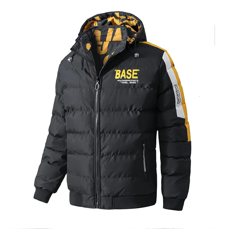 Men Autumn Winter Jacket Warm Comfortable Down Removable Hat Double Sided Outerwear Mens Cotton Padded Parkas 260922