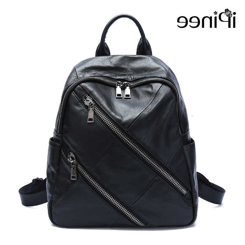 Leather iPinee Genuine Backpack Style Backpacks Women Soft Real Cow Leather Backpack for Travel Black Fashion Designer Back Pack Bag H260922