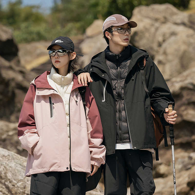 Three-in-One Men's Down Parkas Winter Hooded Down Jacket Men Women Outdoor Warm Loose Casual Hiking Waterproof Down Cargo Jacket Coat Outerwear
