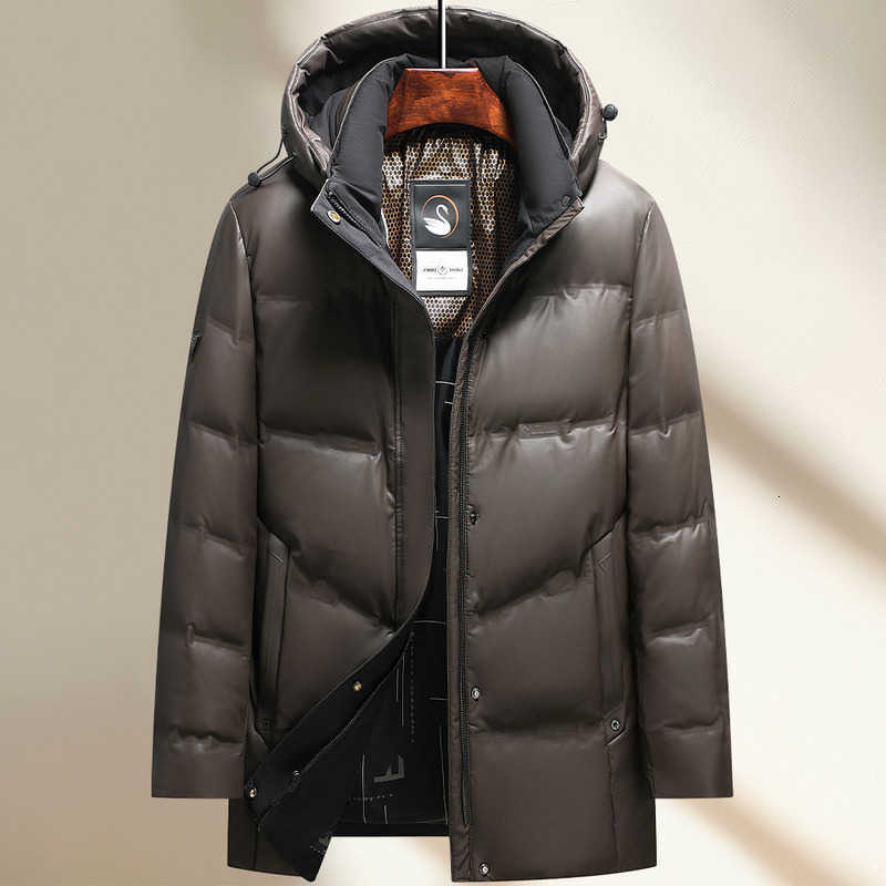 2024 Parkas Men's Men's Down Down Jacket Mid-Length Winter Thick 90% White Duck Down Jacket windproof warm winter down coat parkas men Hoo