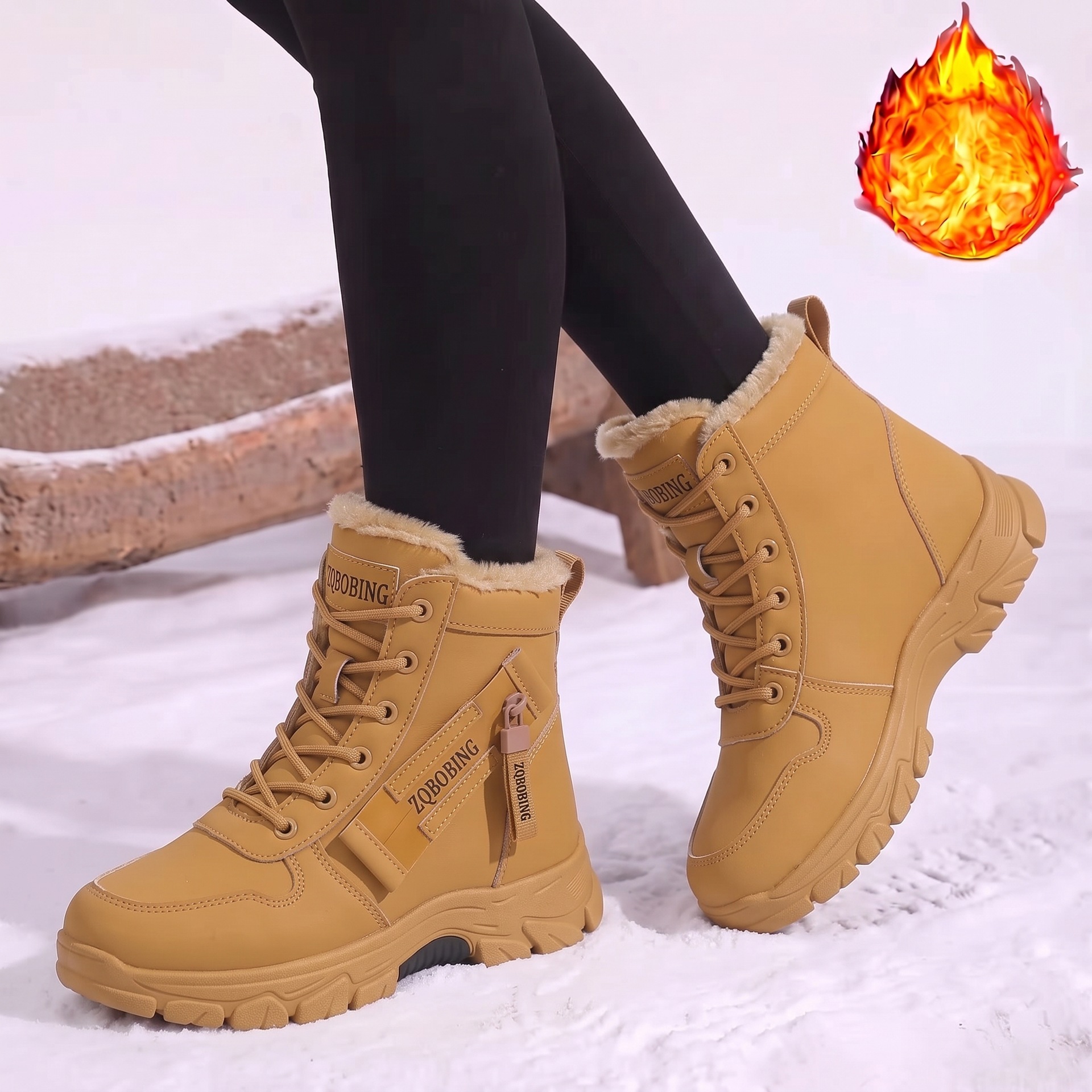 2026 winter new collection: sizes 35 to 48, plus-size couple's snow warm boots, fleece-lined and thickened cotton shoes for men